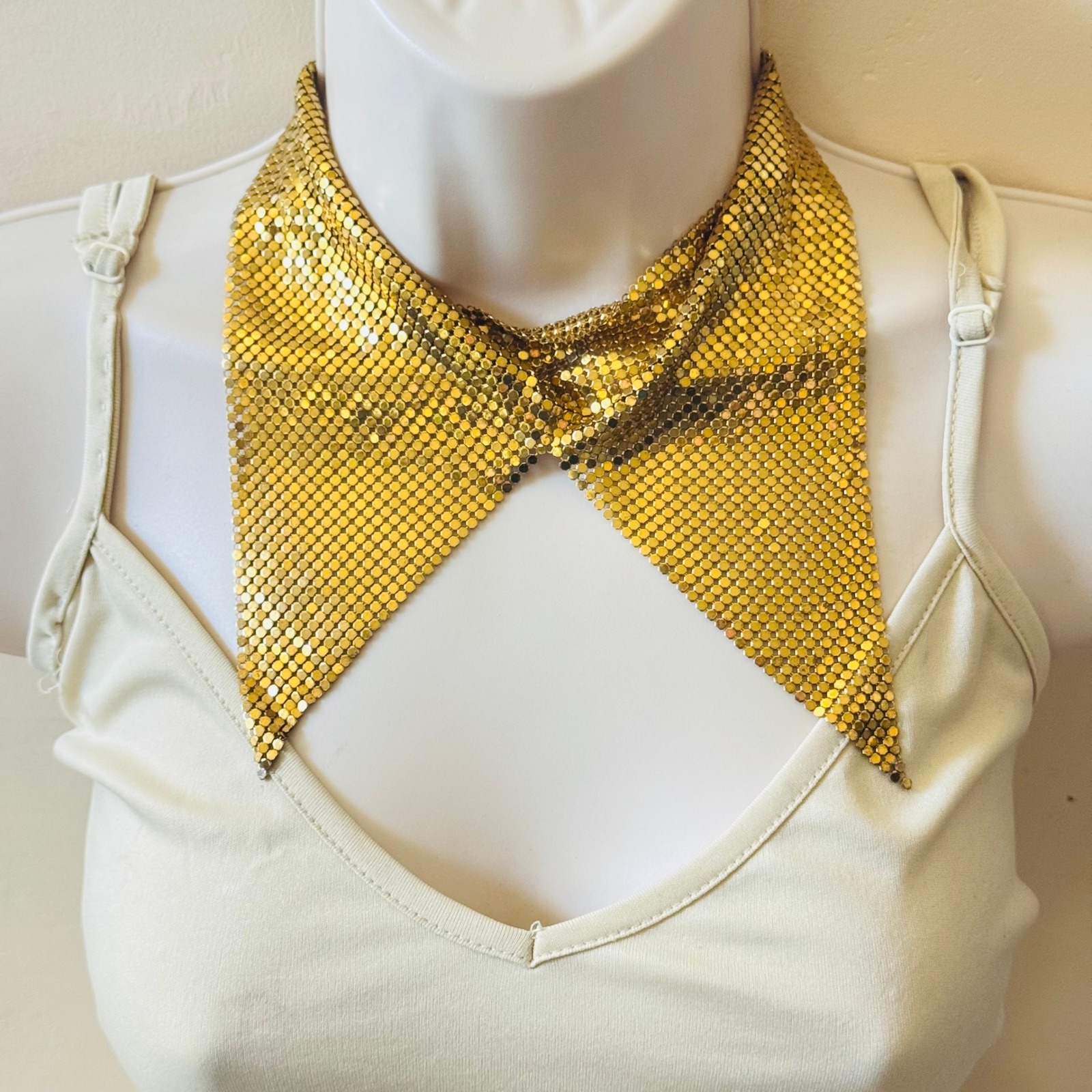 Whiting Davis Vtg Gold Mesh Scarf Cowl Signature Necklace Statement 70s Retro 990$